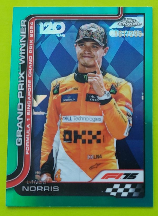 F1 Topps Chrome 2025 Lando Norris Grand Prix Winner Green Parallel 161 /299